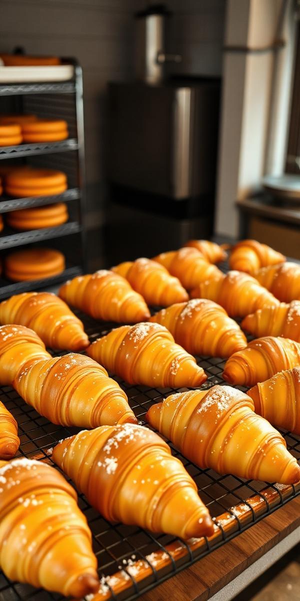 Fresh pastries cooling on a rack
